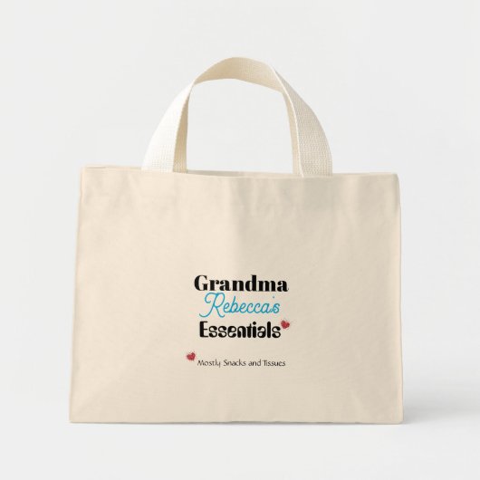 Grappige oma's essentiële meestal snacks en tissue mini tote bag (Voorkant)