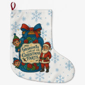 Grappige oma's pot met kerstscheten grote kerstsok (Voorkant)