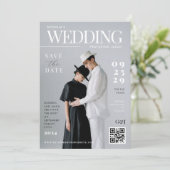 Grappige omslagfoto van tijdschrift Stijlvolle tro Save The Date (Staand voorkant)
