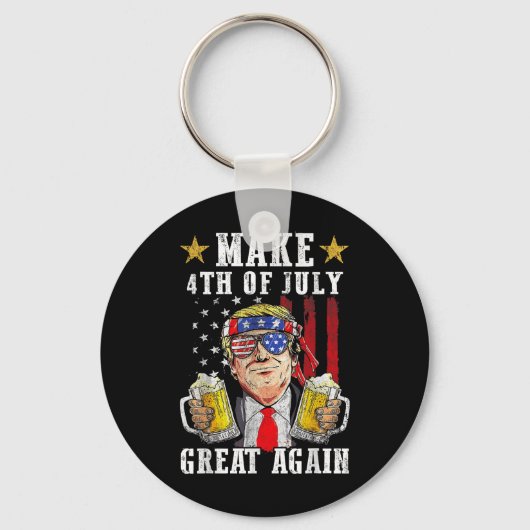 Grappige Onafhankelijkheidsdag Trump maakt 4 juli Sleutelhanger (Voorkant)