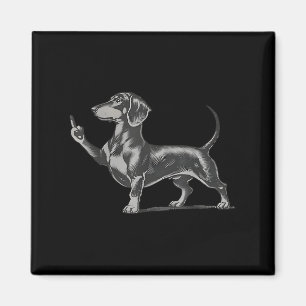 Grappige onbeleefde zwarte Dachshund hond meme mid Magneet