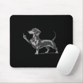 Grappige onbeleefde zwarte Dachshund hond meme mid Muismat (Met muis)