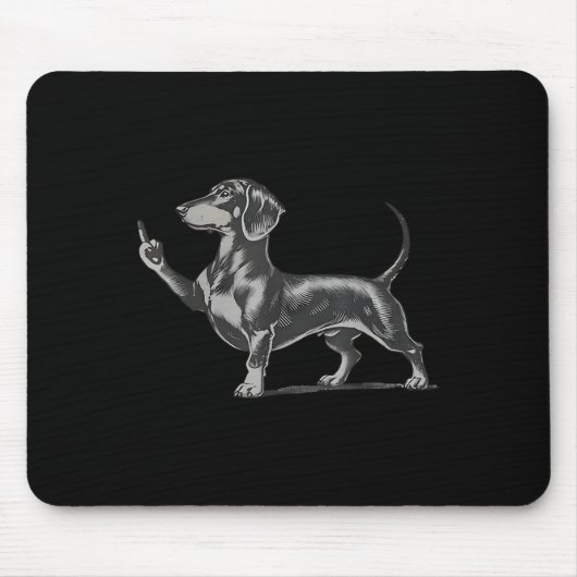 Grappige onbeleefde zwarte Dachshund hond meme mid Muismat (Voorkant)