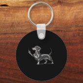 Grappige onbeleefde zwarte Dachshund hond meme mid Sleutelhanger (Voorkant)