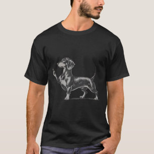 Grappige onbeleefde zwarte Dachshund hond meme mid T-shirt