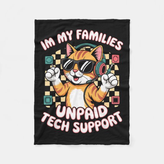 Grappige onbetaalde tech pc support oranje tabby k fleece deken (Voorkant)
