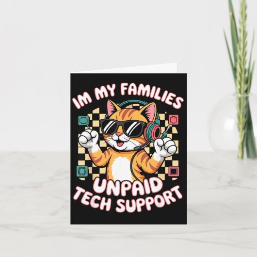 Grappige onbetaalde tech pc support oranje tabby k kaart (Voorkant)