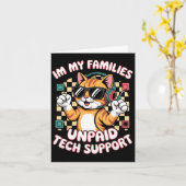 Grappige onbetaalde tech pc support oranje tabby k kaart (Gele Bloem)