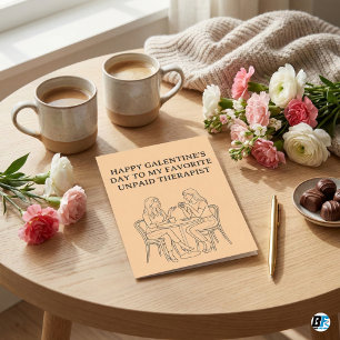 Grappige Onbetaalde Therapeut Galentine's Day Best Bedankkaart
