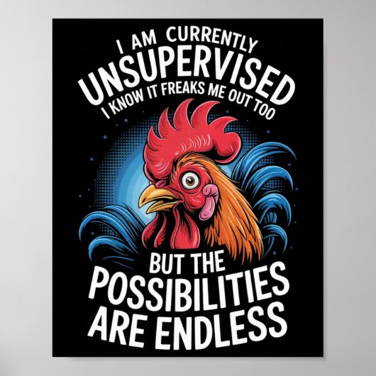 Grappige Onbewaakte Uitspraak Gekke Haan Mogelijkh Poster (Voorkant)