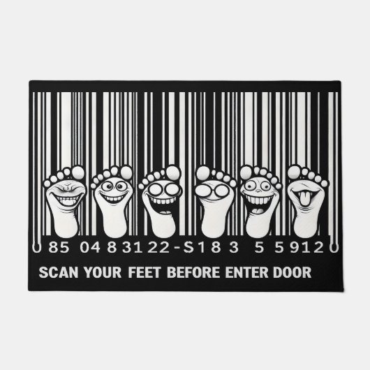 Grappige onderhoudende voetafdruk barcode deurmat (Voorkant)