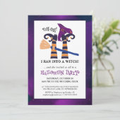 Grappige Ondersteboven Heksenpoten Halloween Feest Kaart (Staand voorkant)