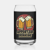 Grappige ondersteuningsdag drink woord kunstbier blikvorm glas (Voorkant)