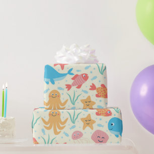 Grappige Onderwater Zeewezens Oceaan Patroon  Cadeaupapier