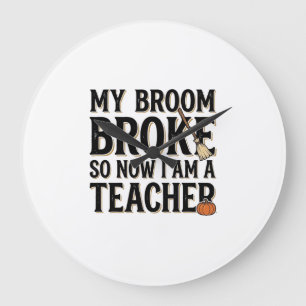 Grappige Onderwijzer Bezem Gebroken Vintage Hallow Grote Klok
