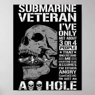 Grappige onderzeeboot veteraan zeggende schedel US Poster