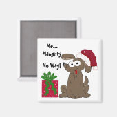 Grappige ondeugende hond Kerst cartoon Magneet (Voorkant / Achterkant)