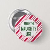 Grappige ondeugende kerstlijst knopspeld ronde button 5,7 cm (Voorkant /achterkant)