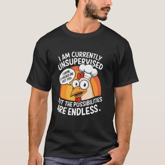 Grappige ongecontroleerde kip meme t-shirt (Voorkant)