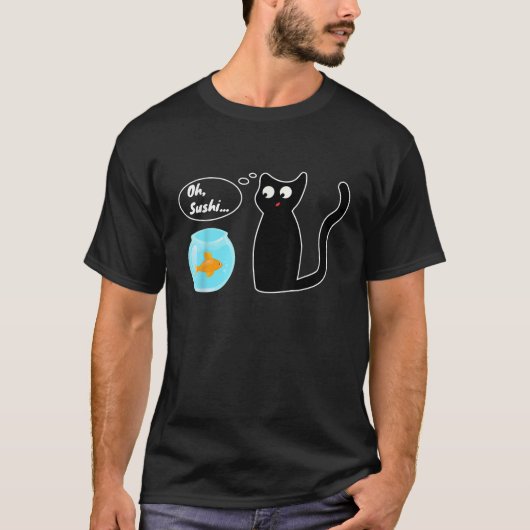 Grappige ongelukken gebeuren op Sushi Cat Goldfish T-shirt (Voorkant)