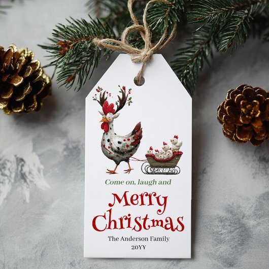Grappige Ongewone Kippen Kerstlabel Gepersonalisee Cadeaulabel