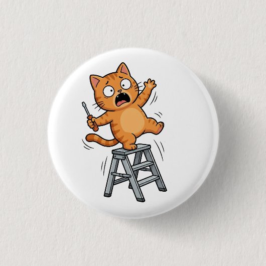 Grappige Onhandige Kat Knop Ronde Button 3,2 Cm (Voorkant)