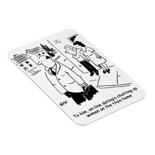 Grappige online dating Cartoon op een Magneet (Rechterzijde)
