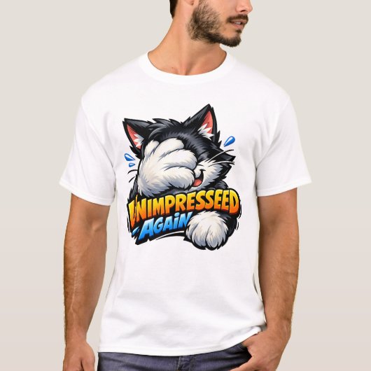 Grappige Ontevreden Kat Basic T-Shirt - Chagrijnig (Voorkant)
