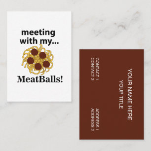 Grappige ontmoeting met mijn gehaktballen visitekaartje