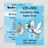 Grappige ooievaar en schreeuwend baby shower kaart (Voorkant / Achterkant)
