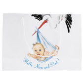 Grappige ooievaar met Baby geschenkzak - aangepast Groot Cadeauzakje (Achterkant)