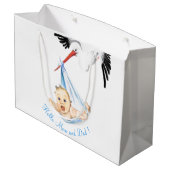 Grappige ooievaar met Baby geschenkzak - aangepast Groot Cadeauzakje (Achterkant Gekanteld)
