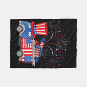 Grappige oom Sam Firetruck en Vuurwerk VS Vlag 4 Fleece Deken (Voorkant (Horizontaal))