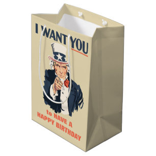 Grappige oom Sam Patriotic Verjaardag Medium Cadeauzakje