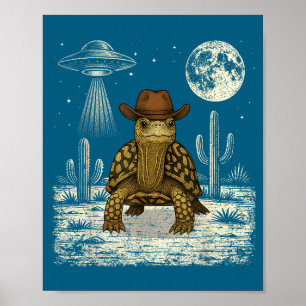 Grappige oostelijke doosschildpad cowboy western u poster