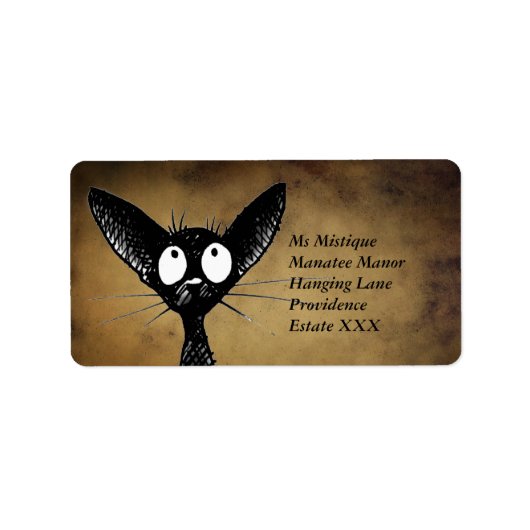 Grappige oosterse zwarte kat labels (Voorkant)