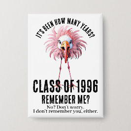 Grappige op maat gemaakte flamingo 30e klasverjaar button
