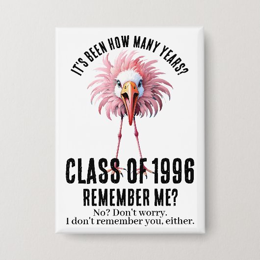 Grappige op maat gemaakte flamingo 30e klasverjaar button (Voorkant)