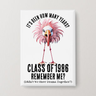 Grappige op maat gemaakte flamingo schoolklasreüni button