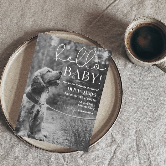 Grappige, op maat gemaakte foto hond baby shower  kaart