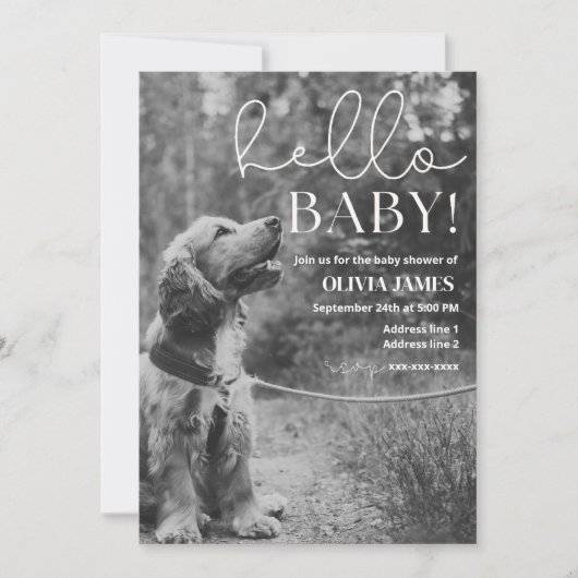 Grappige, op maat gemaakte foto hond baby shower  kaart (Voorkant)