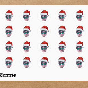 Grappige op maat gemaakte gezicht Santa hoed foto  Ronde Sticker