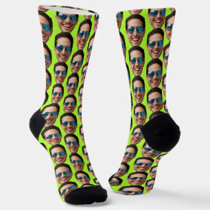Grappige op maat gemaakte gezichts foto bemanning  sokken