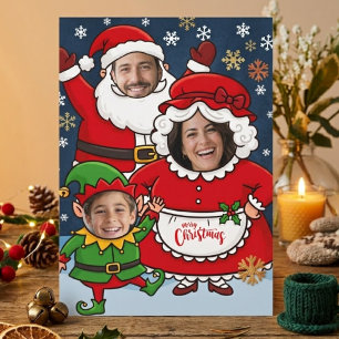 Grappige op maat gemaakte kerstkaart met gezicht v