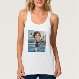 Grappige op maat gemaakte witte karikatuur Padel-s Tanktop