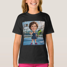 Grappige op maat gemaakte zwarte karikatuur Padel- T-shirt