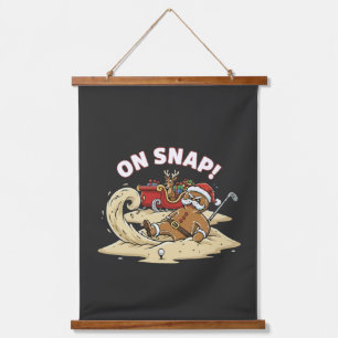Grappige "Op Snap!" Peperkoek man Kerst Golfen Hangend Wandkleed