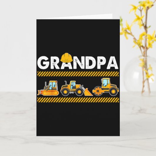 Grappige Opa Bouw Graafmachine Kinderen Matchende Kaart (Gele Bloem)