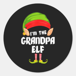 Grappige Opa Elf Bijpassende Familie Groep Pj Kers Ronde Sticker