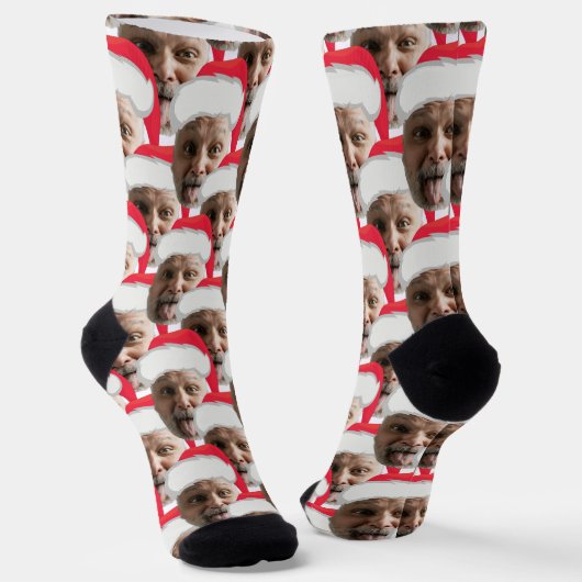 Grappige Opa Gezicht & Kerstman Hoed Rode Kerst So Sokken (Gebogen)